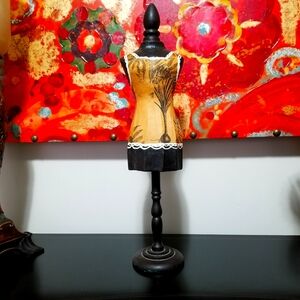 Paper Miche Dress Form Vintage Inspired Mannequin Wood Stand  Table Top 21" Tall